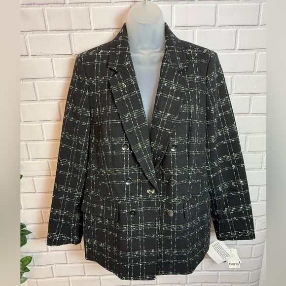 Bar IlI Women's Metallic Plaid black One-Button Blazer/size L - Picture 13 of 15